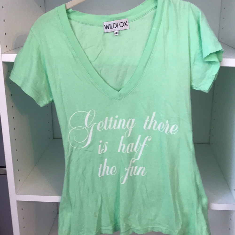 Wildfox “getting there is half the fun” green tee
